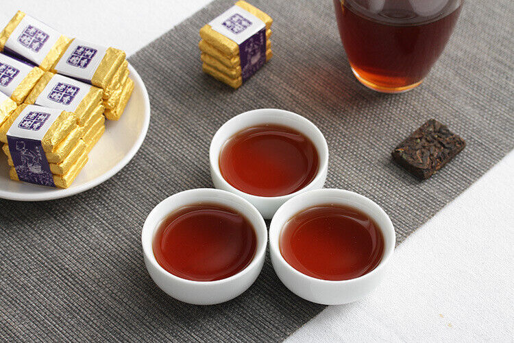 500g Yunnan Pu-erh Ripe Tea Glutinous Aromatic Mini Square Brick Tea Thin Slices