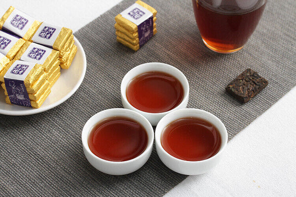 500g Yunnan Pu-erh Ripe Tea Glutinous Aromatic Mini Square Brick Tea Thin Slices