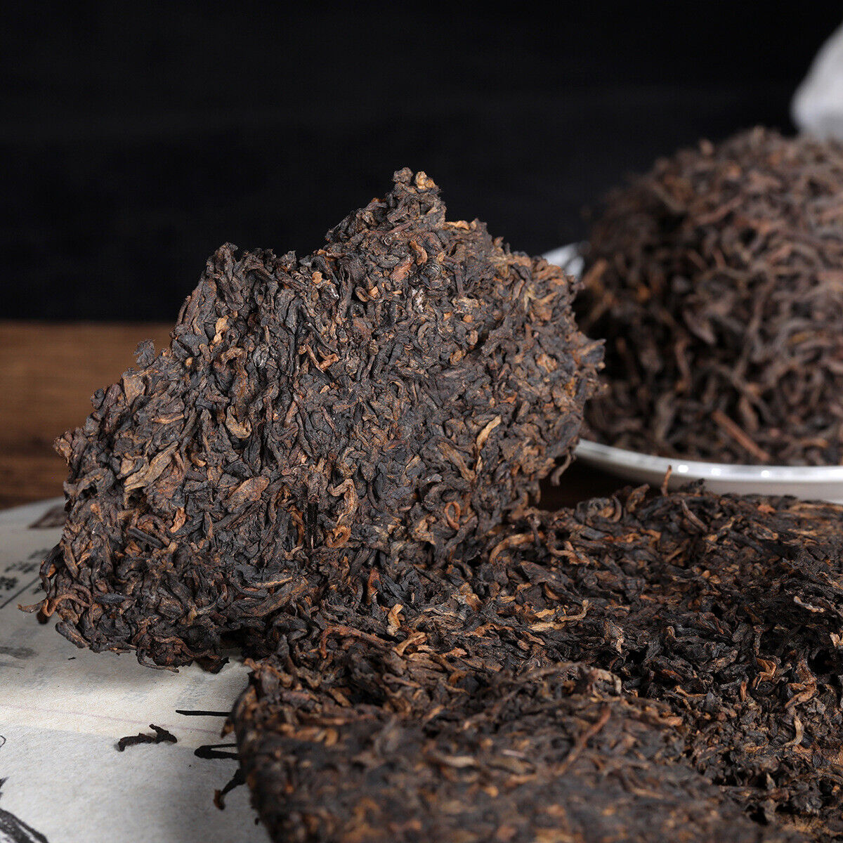 357g Yunnan OldPanzhang Puerh Ripe Tea Cake Menghai Flavor Pure Material