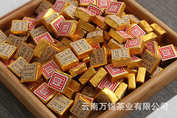 Small Gold Tea Brick 500g Mini Tuo Tea Small Square Brick Aged Pu-erh Ripe Tea
