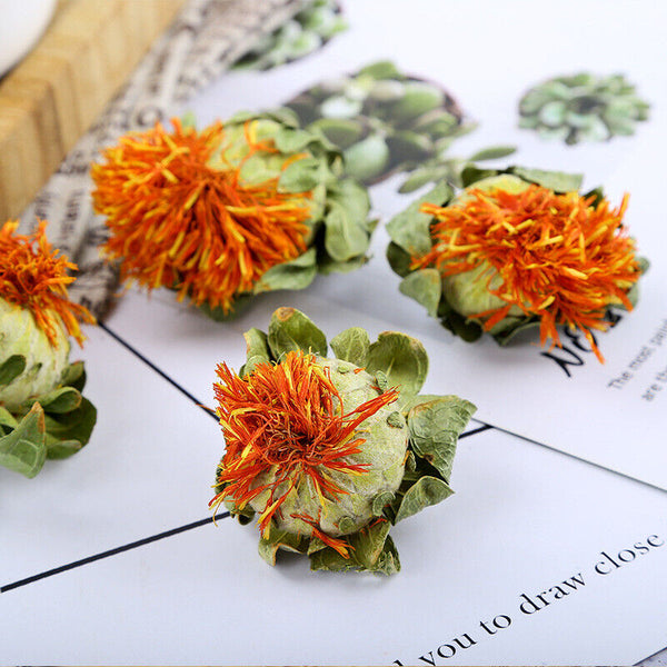 Straw Saffron Heads Straw Saffron Orange Pineapple Dried Flowers 500g