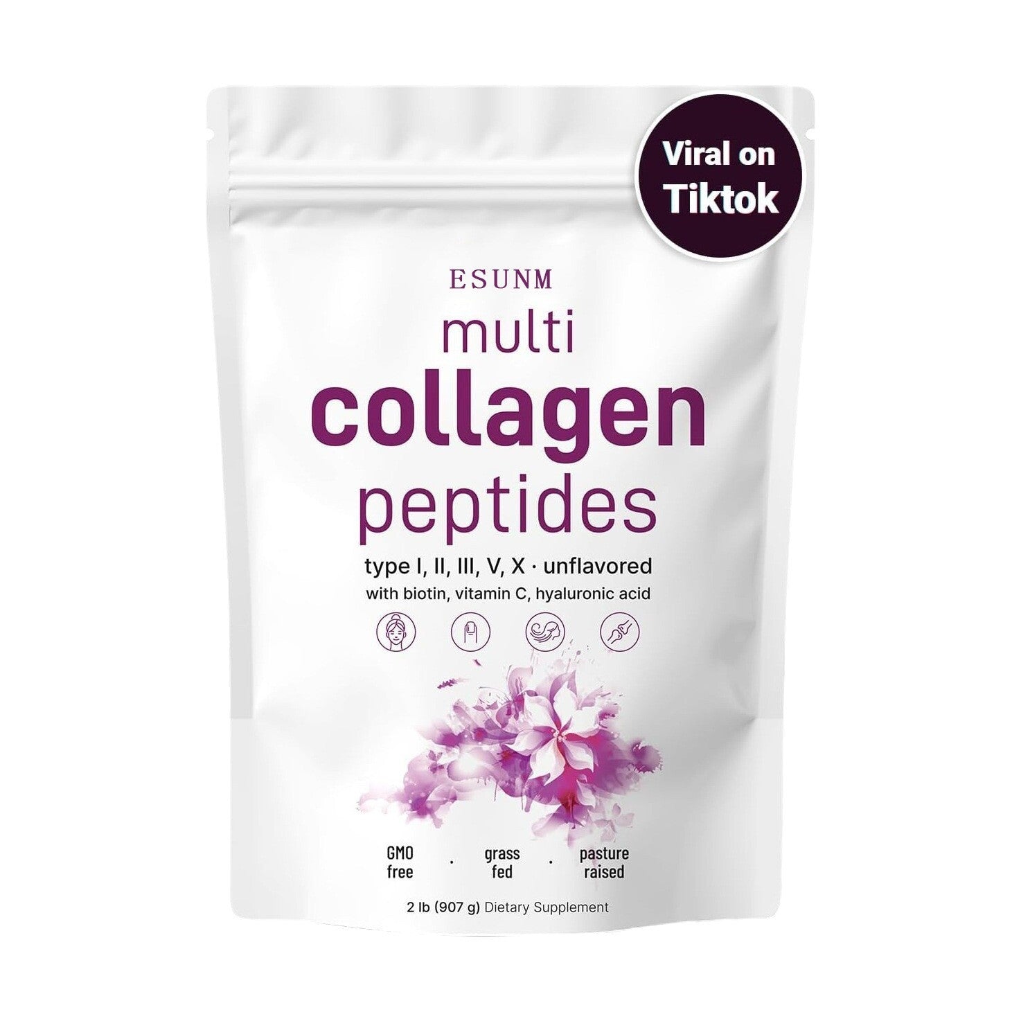 Multi Collagen Peptides Powder-HydrolyzedProtein Peptides (Type l,l,ll,v,X) 1LB Main image