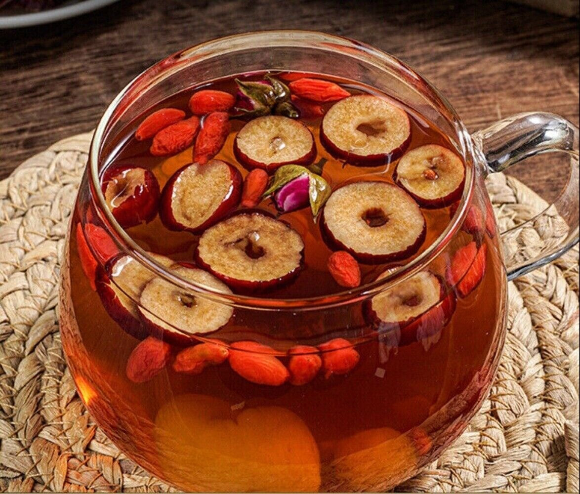 Rose Longan Red Date Goji Ginger Black Sugar Herbal Tea Blend 20 Bags