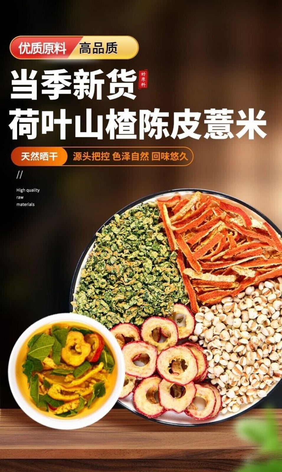Lotus Leaf Hawthorn Tangerine Peel Coix Herbal Tea Premium Wellness Blend