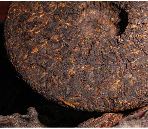 357g Yunnan Pu'er Ripe Tea Cake Menghai Ancient Golden Bud Ripe Tea Cake Ripe Pu