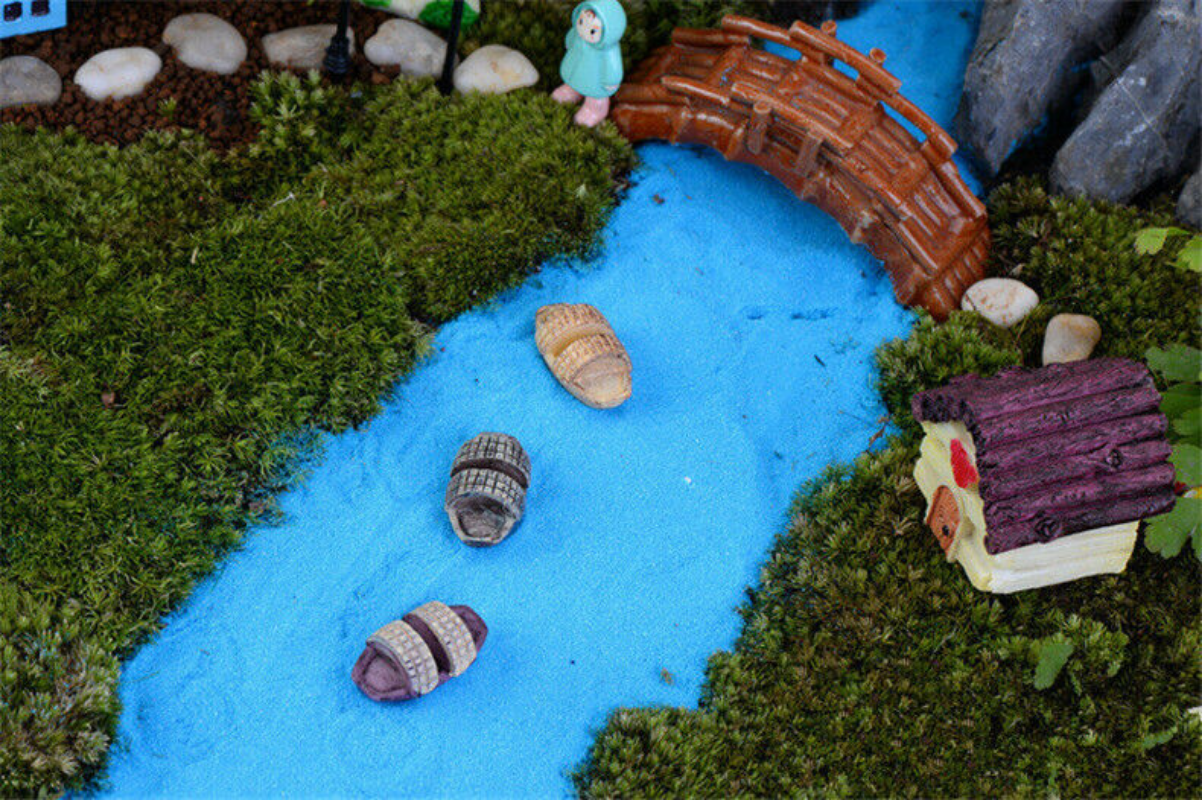 Mini 4pcs Garden Deco Creative Handicrafts Umbrella Boats Decoration Supplies