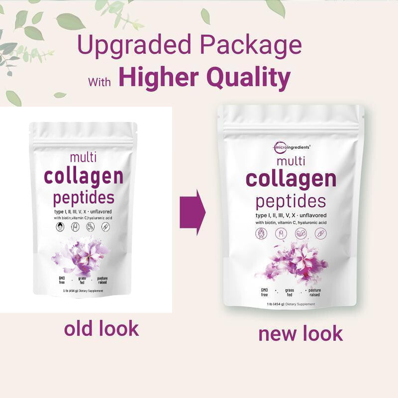 Multi Collagen Peptides Powder - Hydrolyzed Protein Peptides (Type I,II,III,V,X)
