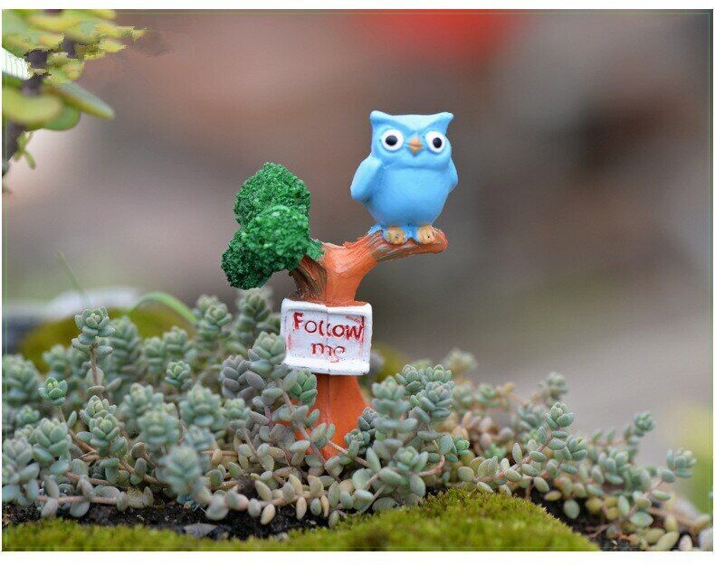 Mini 2pcs Branch Owl Bottle Decoration Supplies Moss Micro Landscape Deco Garden