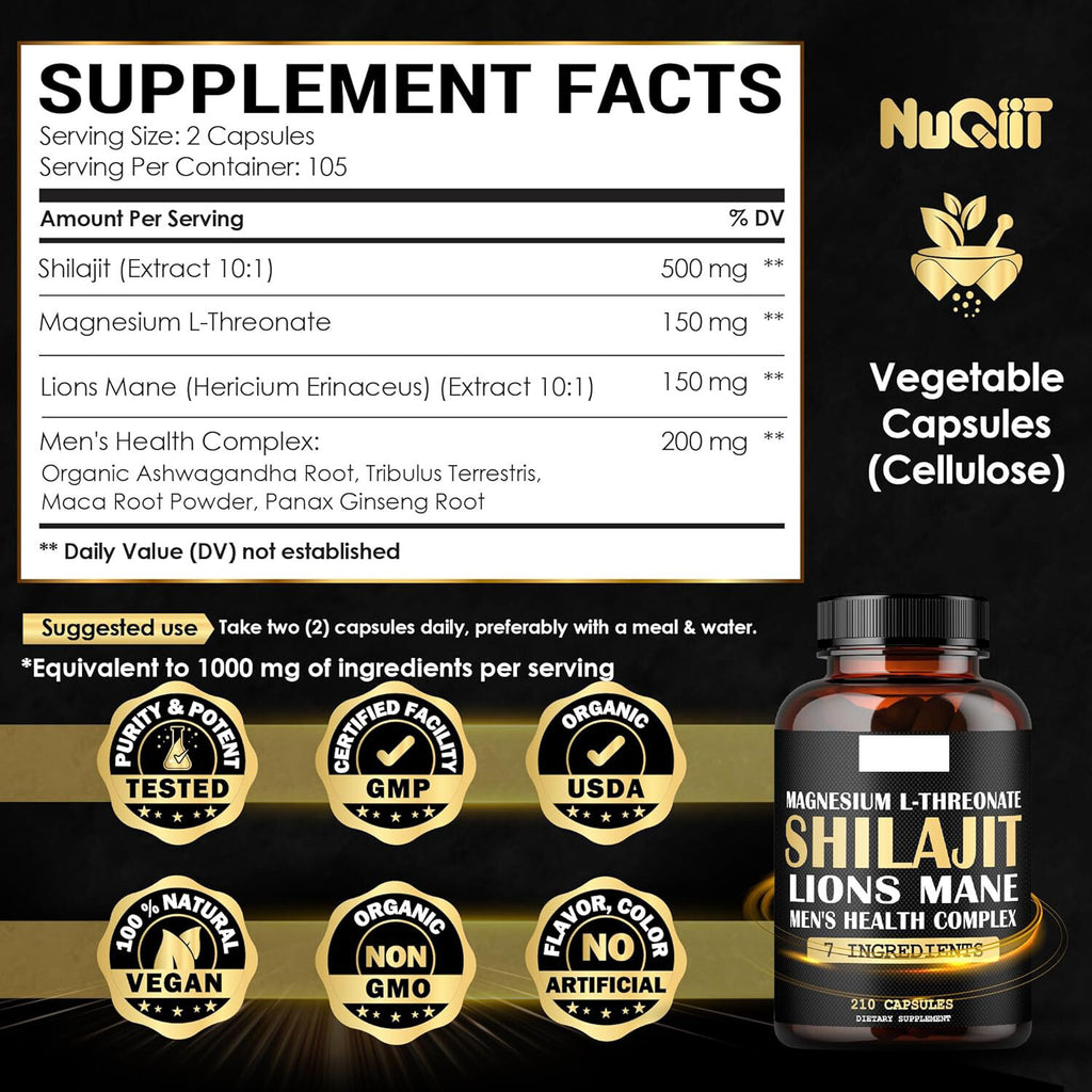 Shilajit Pure Himalayan Organic Ashwagandha Maca Ro... 1000mg Health Complex as