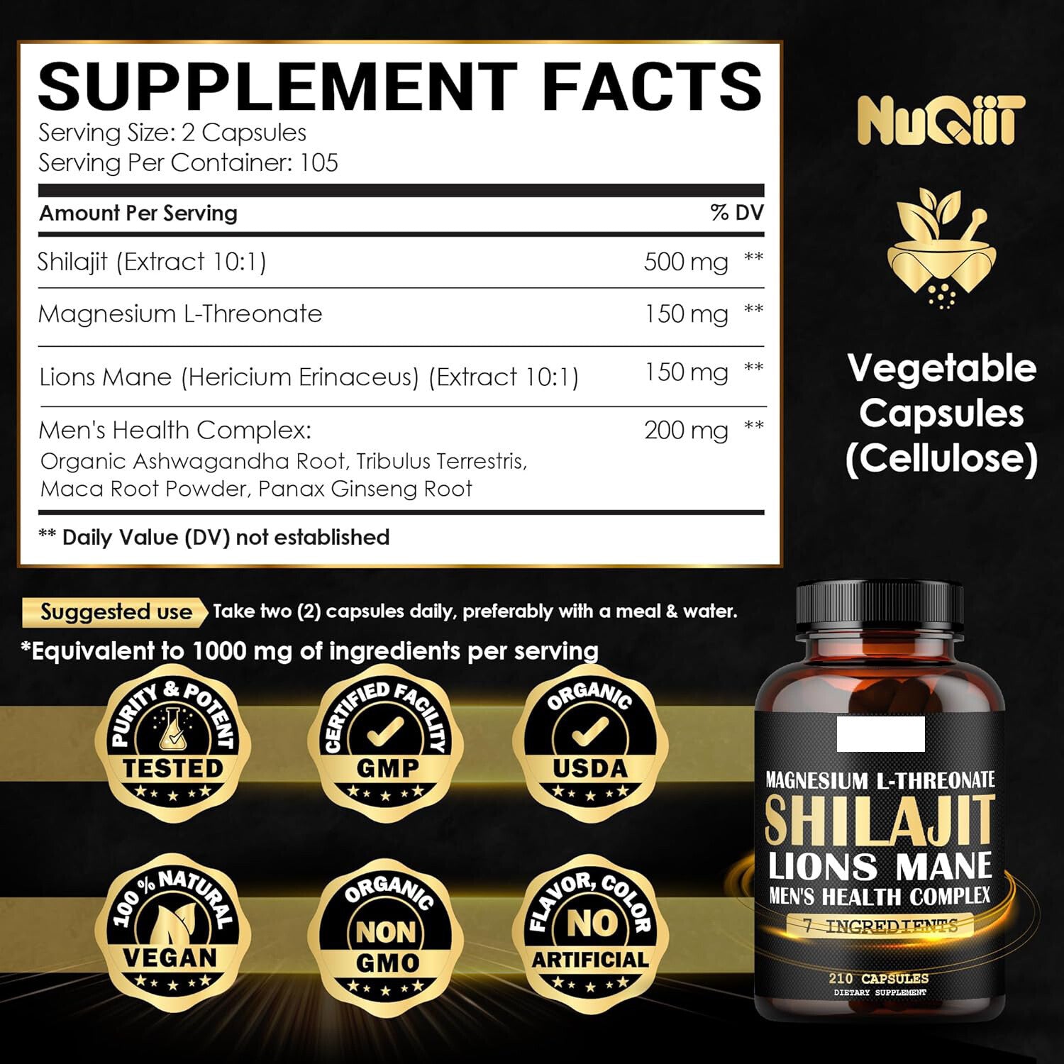 Shilajit Pure Himalayan Organic Ashwagandha Maca Ro... 1000mg Health Complex as