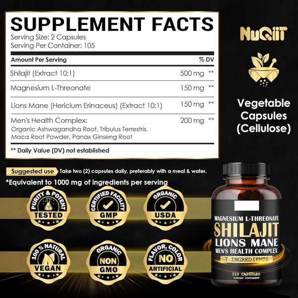 Shilajit Pure Himalayan Organic Ashwagandha Maca Ro... 1000mg Health Complex as