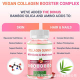 Biotin COLLAGEN Skin Beauty Vegan GUMMIES Strawberry Flavor 60 GUMMIES
