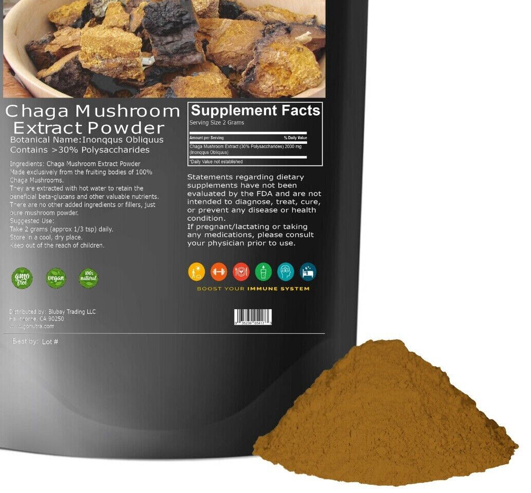 Chaga Mushroom Powder Inonotus Obliquus 8.8oz - Pure Non-Gmo Chaga Extract Main image