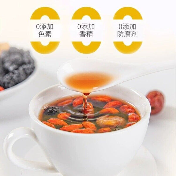 Huang Jing, Mulberry, Goji, Longan, Cinnamon Fruit Tea for Late-Night Use
