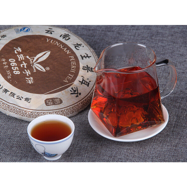Top Yunnan Seven Seed Cake 0658 Puerh Ripe Tea Classic Aged Old Ripe Tea 357g