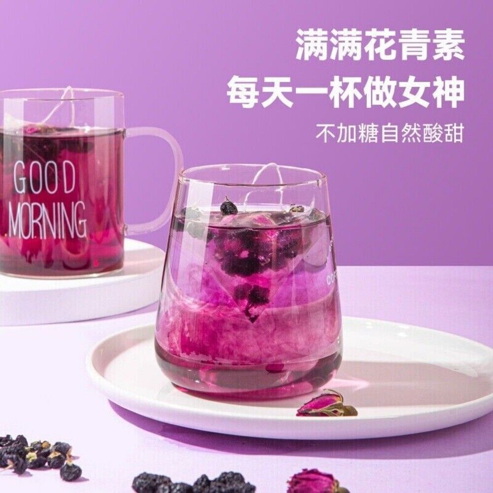 Black Goji Mulberry Rose Herbal Tea Blend Women's Wellness Vitality Booster