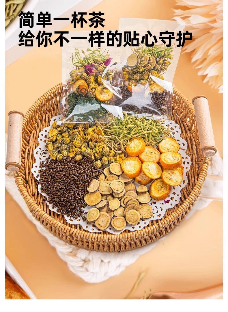 Dandelion, Kumquat, Rose,Honeysuckle Chrysanthemum Tea Bags for Late-Night Drink