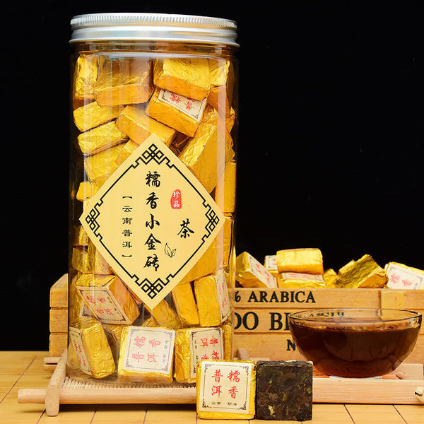 Yunnan Menghai Aged Ancient Tree Gongting Ripe Tea Mini Golden Brick Pu-erh Tea