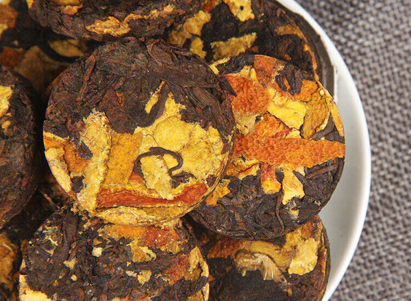 500g Yunnan Chenpi Pu'er tea cake citrus ripe tea black tea small jade cake