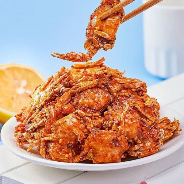 Instant spicy small sea crab seafood snacks即食香辣小海蟹海鲜小吃甜辣香脆小螃蟹
