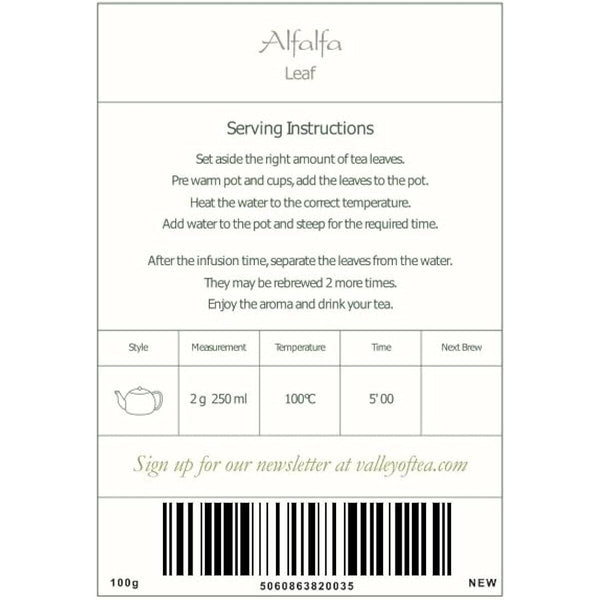 Alfalfa Herb Organic Medicago Sativa - Quality Lucerne - Erba Medica Tonic 100g