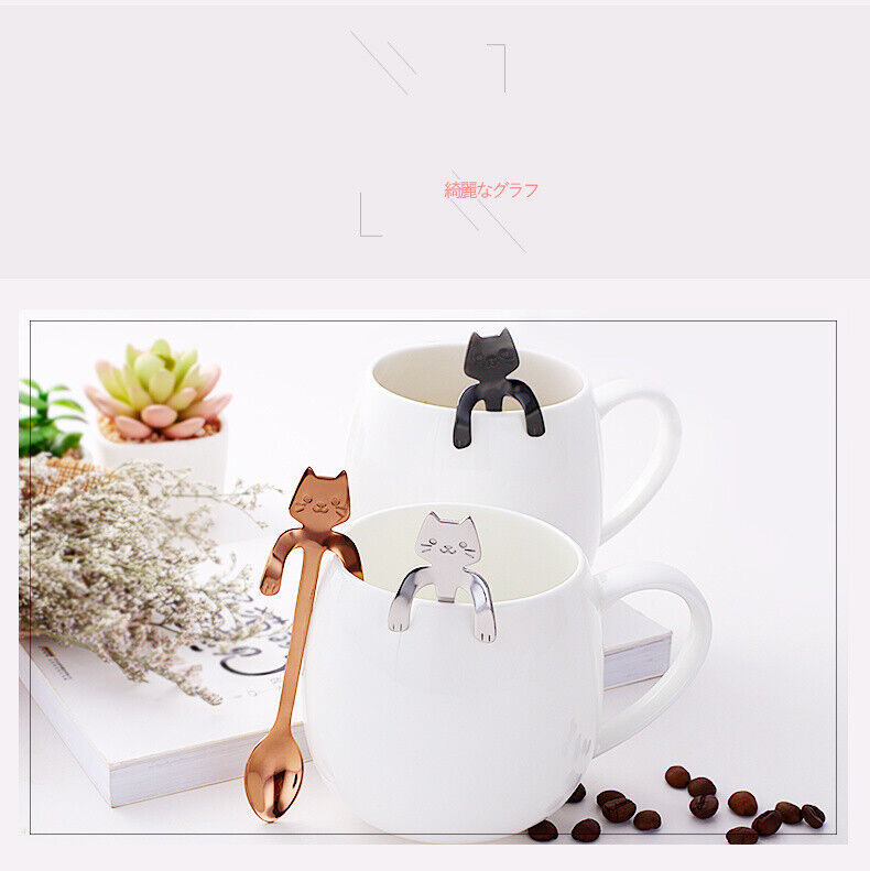 Stainless Steel Spoon Dinnerware Cat Coffee&Tea Spoon Kitchen Flatware Tableware