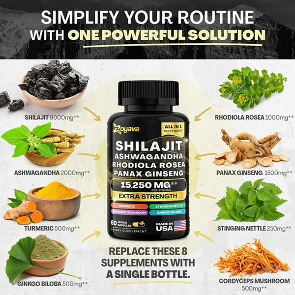 Stress Relief Himalayan Shilajit Gummies,Organic,Extremely Potent,Boost Energy,