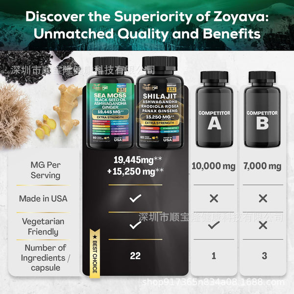 Sea Moss and  Ashwagandha Capsules Combo Pack Made with Natural Ingredients