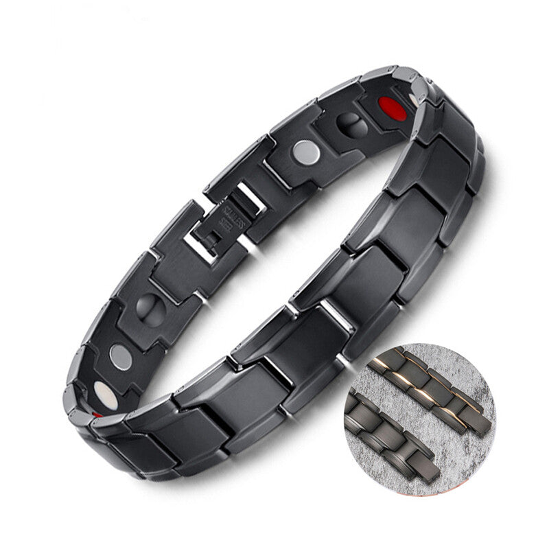 Classic Titanium Steel Anti-snoring Wrist Watch Men Magnetic Therapy Bracelet