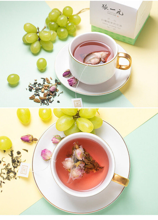 Premium White Grape Jasmine Tea Bags Afternoon Fruit Tea Cold Brew 30g (10 Bags)