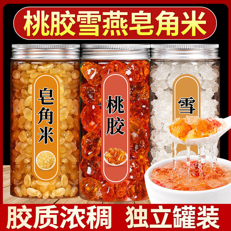 Peach Gum, Snow Bird's Nest, Soapberry 620g/3 Cans, Instant Soup Base