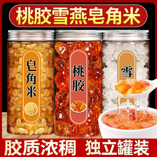 Peach Gum, Snow Bird's Nest, Soapberry 620g/3 Cans, Instant Soup Base