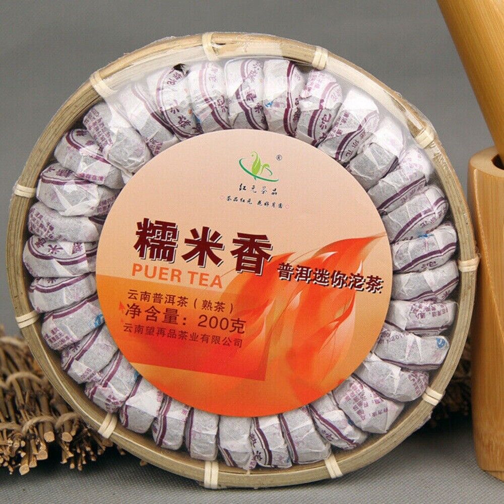 Natural Glutinous Rice Flavor Mini Tuocha Puer Tea 200g Ripe Hong Yuan Pu'er Tea Secondary image