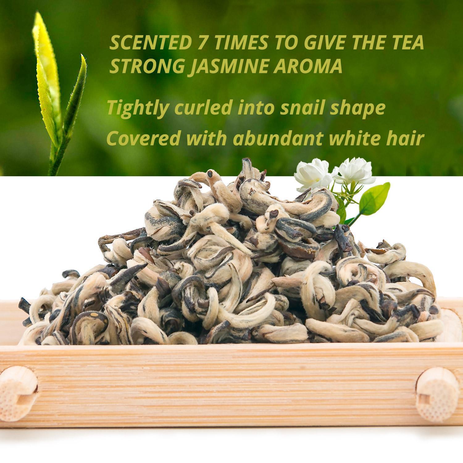 Snail (Yu Luo) Natural fragrance Jasmine Green Tea Loose Leaf 100g Main image