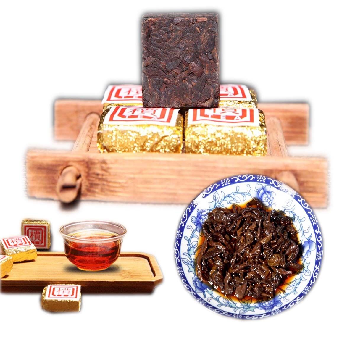 50g-500g Natural Yunnan Bulk Cooked Puerh Tea Bohai Square Mini Pu'er Brick Tea