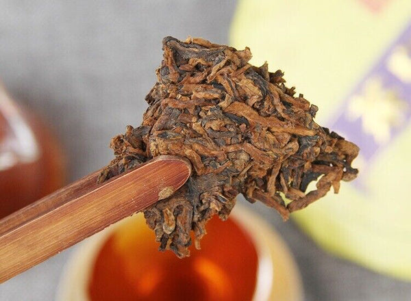Healthy Qizi Ripe Puerh Tea Cake Golden Single Buds Fermented Tea 357g/12.59oz