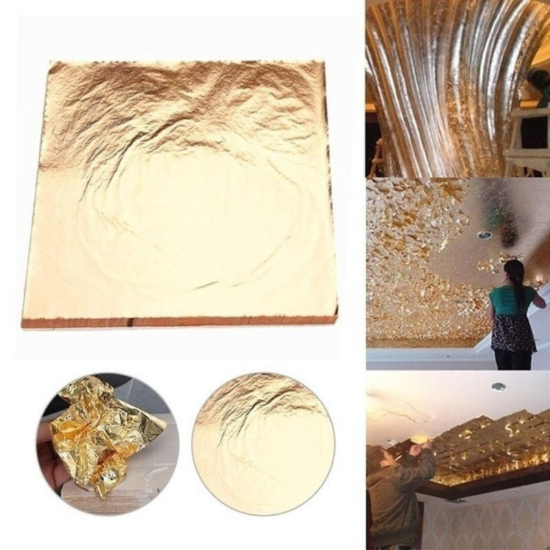 K Pure Genuine Gold Leaf Foil Sheet For Art Crafts Design Gilding Framing Scrap