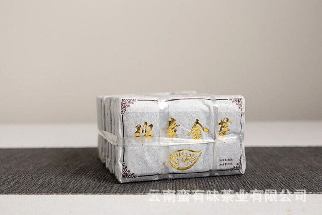 Yunnan LeXingXiang Banzhang Golden Bud Brick Aged Palace Ripe Pu'er Tea 50g