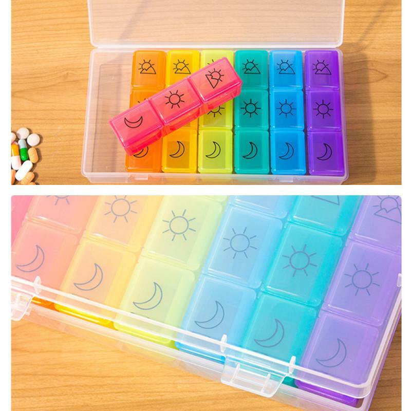 Medicine Cases 1Pc 7 Days 21 Grids Handy Seven Colors Travel Kit Classification
