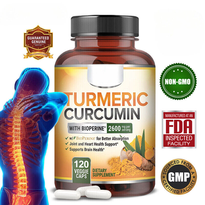 Turmeric Curcumin Highest Potency 95% 2600mg with BioPerine Black Pepper Extract