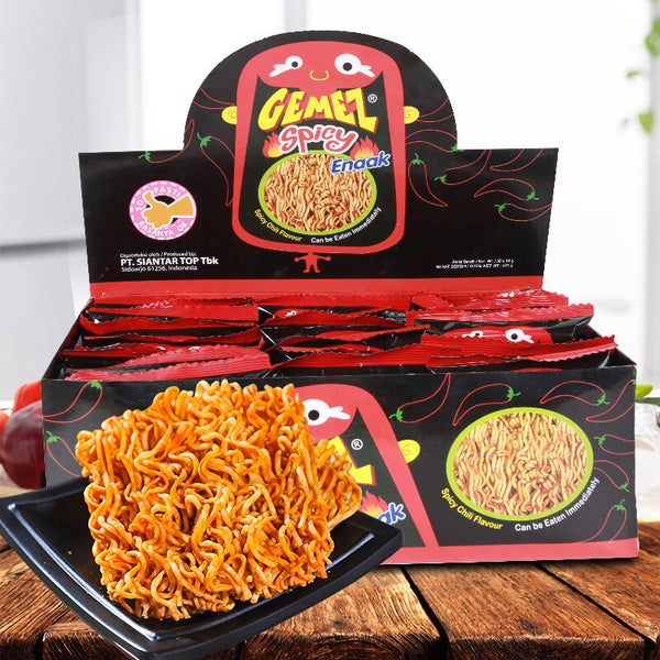 GEMEZ Indonesia Crispy Noodles Spicy Snacks Dried Instant Noodles 30 Pack 420g