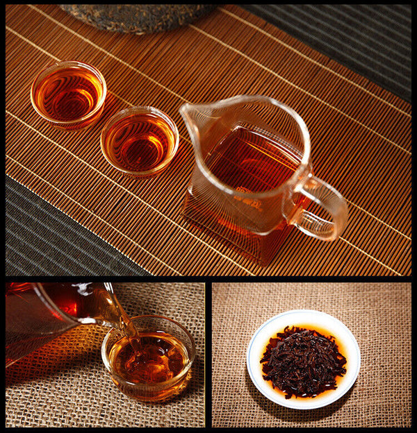 Pu'er Ripe Tea Menghai Jinya Yunnan Qizi Cake Tea Pu'er Ripe Tea 357g