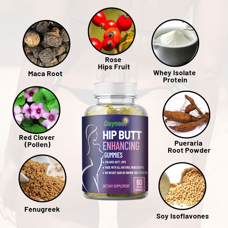 Private Label Hip Butt Enhancing Gummies Rose Hips Fruit 60 Vegan Gummies Secondary image