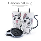 Coffee Cup With Lid And Spoon Cartoon Cat Milk Tea Cup Novelty Gift Ceramic Mug