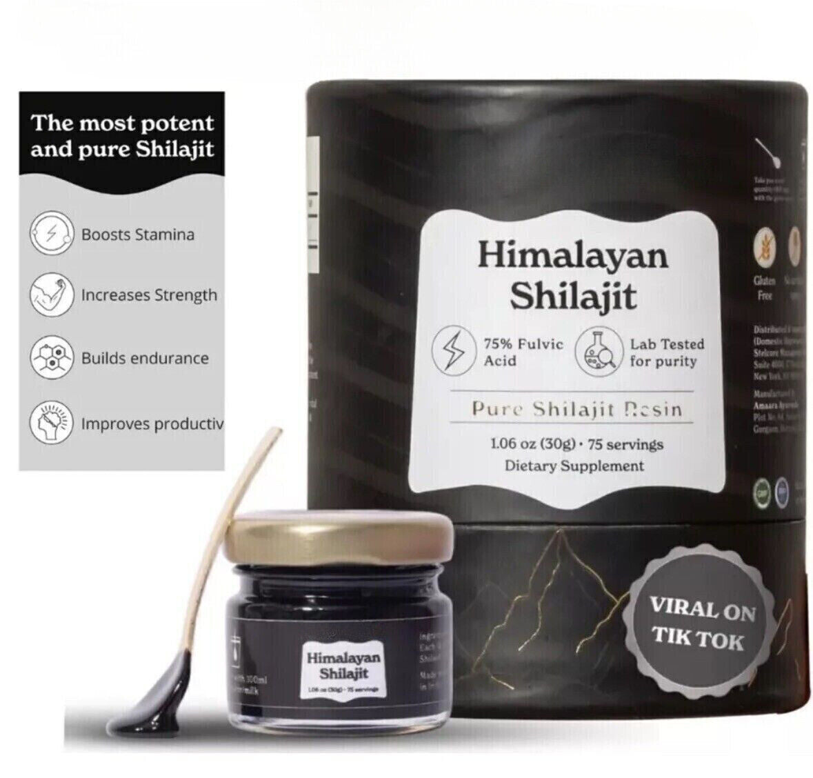 Himalayan Shilajit,Soft Resin,Organic,Extremely Potent,Fulvic Acid 30g Main image