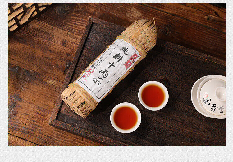 362g black tea Tientsin raw material Anhua black tea flower roll aged old tea