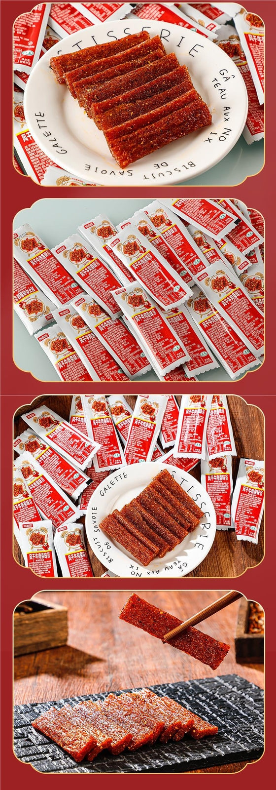 Delicious and healthy spicy beef jerky flavored vegan sausage children's snacks