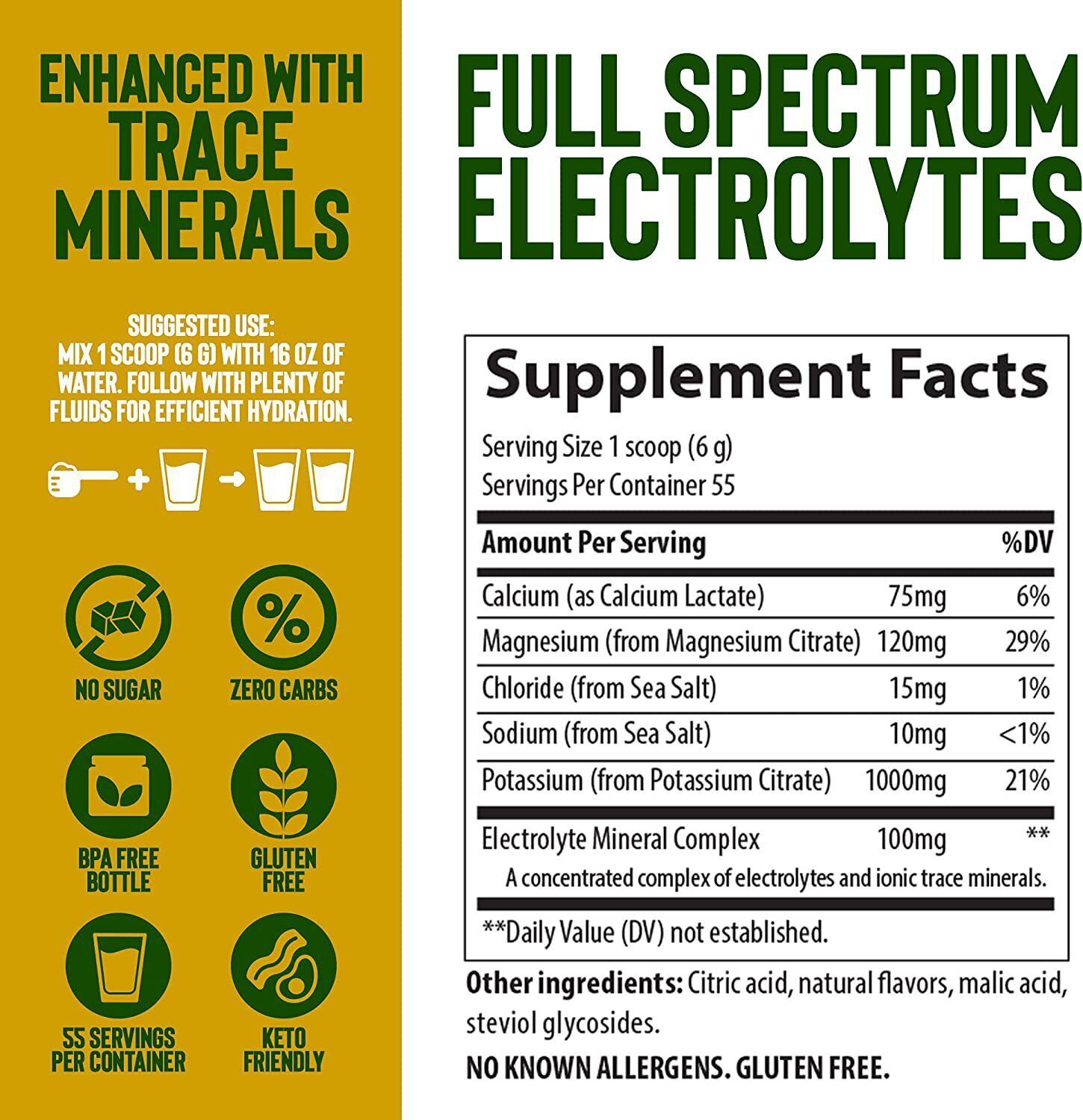 Sugar Free Keto Electrolyte Powder - Hydration Supplement for Ketogenic Diet