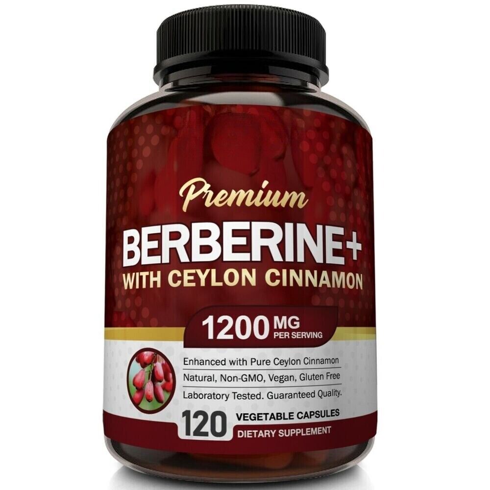 Premium Berberine HCL Pills 1200mg Plus Organic Ceylon Cinnamon - 120 Capsules Main image