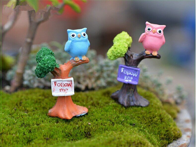 Mini 2pcs Branch Owl Bottle Decoration Supplies Moss Micro Landscape Deco Garden